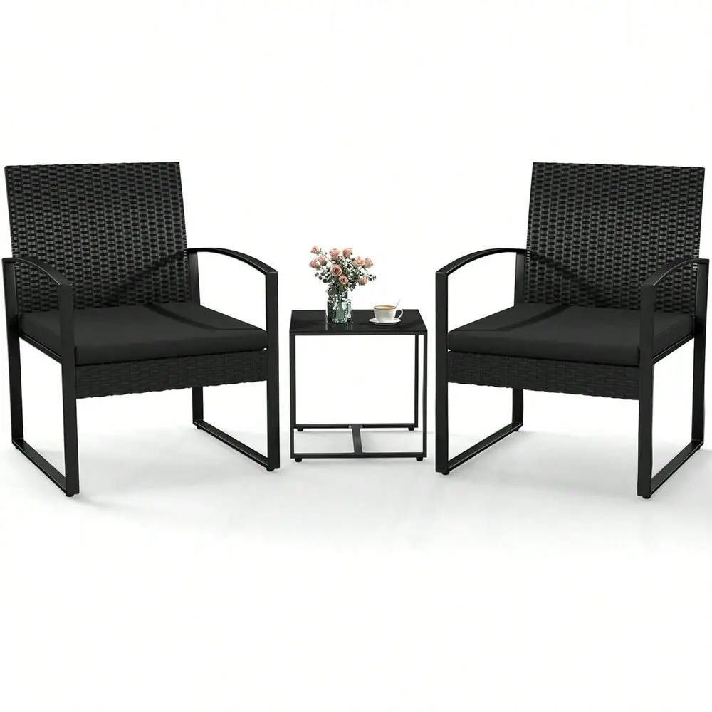 Pieces Patio Furniture Set Outdoor Rattan Bistro Set With Coffee Table Durable Steel Frame With Strapped Cushions For Garden
Pieces Patio Furniture Set Outdoor Rattan Bistro Set With Coffee Table Durable Steel Frame With Strapped Cushions For Garden