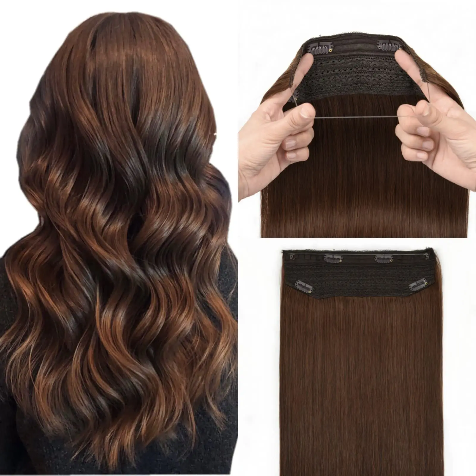 Fish Line Weft Extensions One Piece 100% Human Hair 12-26 inch #5/30 Golden Brown Red For Warm Tones
Fish Line Weft Extensions One Piece 100% Human Hair 12-26 inch #5/30 Golden Brown Red For Warm Tones