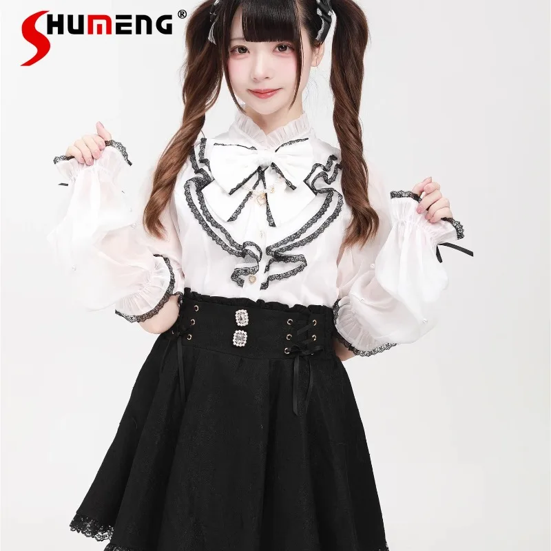 2025 Summer Japanese Bead Chain Sleeves Shirt Sweet Lolita Solid Color Single-breasted Slim-fitting Short-sleeved Blusas Mujer
2025 Summer Japanese Bead Chain Sleeves Shirt Sweet Lolita Solid Color Single-breasted Slim-fitting Short-sleeved Blusas Mujer