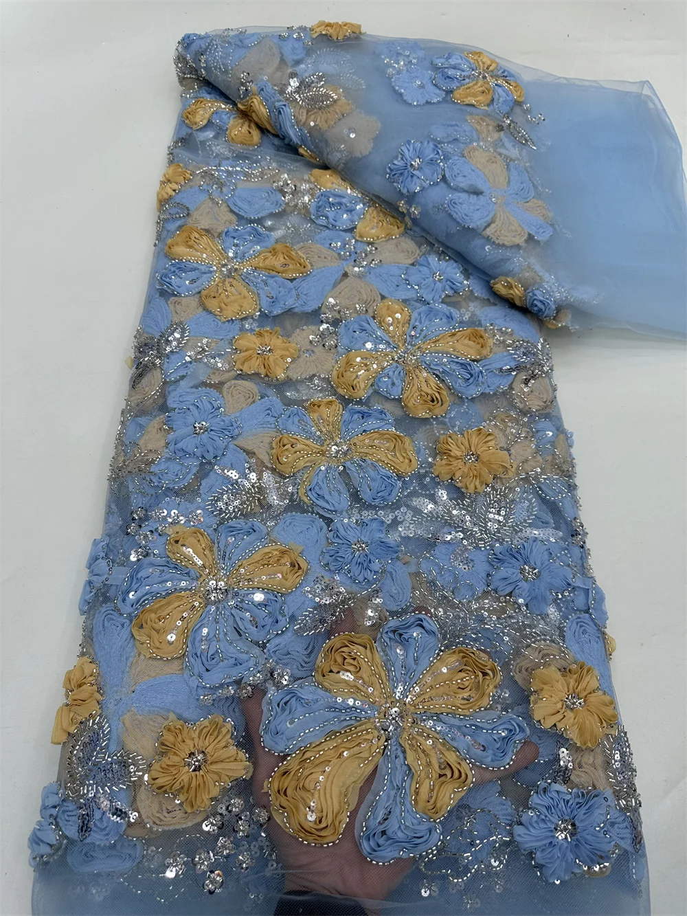 Latest French 3D Flower Glue Sequins lace Fabric 2025 high Quality Nigerian Sequins Beads Lace Fabric with wedding Sew 5 Yards
Latest French 3D Flower Glue Sequins lace Fabric 2025 high Quality Nigerian Sequins Beads Lace Fabric with wedding Sew 5 Yards