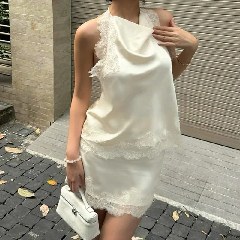 Tuularose Women's Skirt Set 2-Piece Fashion Lace Camisole Top Sexy Mini Skirt Sets Summer New Party Y2K Casual Female Dress Sets
Tuularose Women's Skirt Set 2-Piece Fashion Lace Camisole Top Sexy Mini Skirt Sets Summer New Party Y2K Casual Female Dress Sets