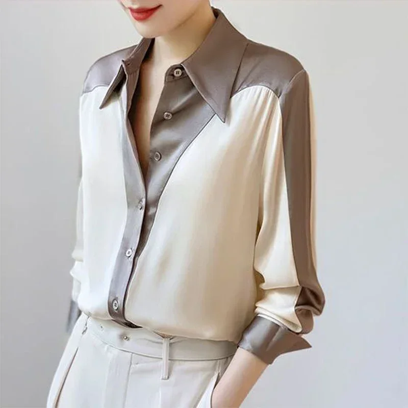 Spring Summer Elegant Fashion Patchwork Buttons Shirt Ladies Long Sleeve Temperament All-match Cardigan Tops Women Simple Blouse
Spring Summer Elegant Fashion Patchwork Buttons Shirt Ladies Long Sleeve Temperament All-match Cardigan Tops Women Simple Blouse