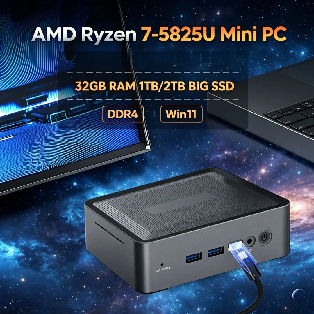 Hot Selling Sleek Mini PC Ryzen7 5825U 2×DDR4 3200MHz M.2 SSD+HDD Win11 Pro WiFi6 BT5.2 Corporate Work Light Gaming
Hot Selling Sleek Mini PC Ryzen7 5825U 2×DDR4 3200MHz M.2 SSD+HDD Win11 Pro WiFi6 BT5.2 Corporate Work Light Gaming