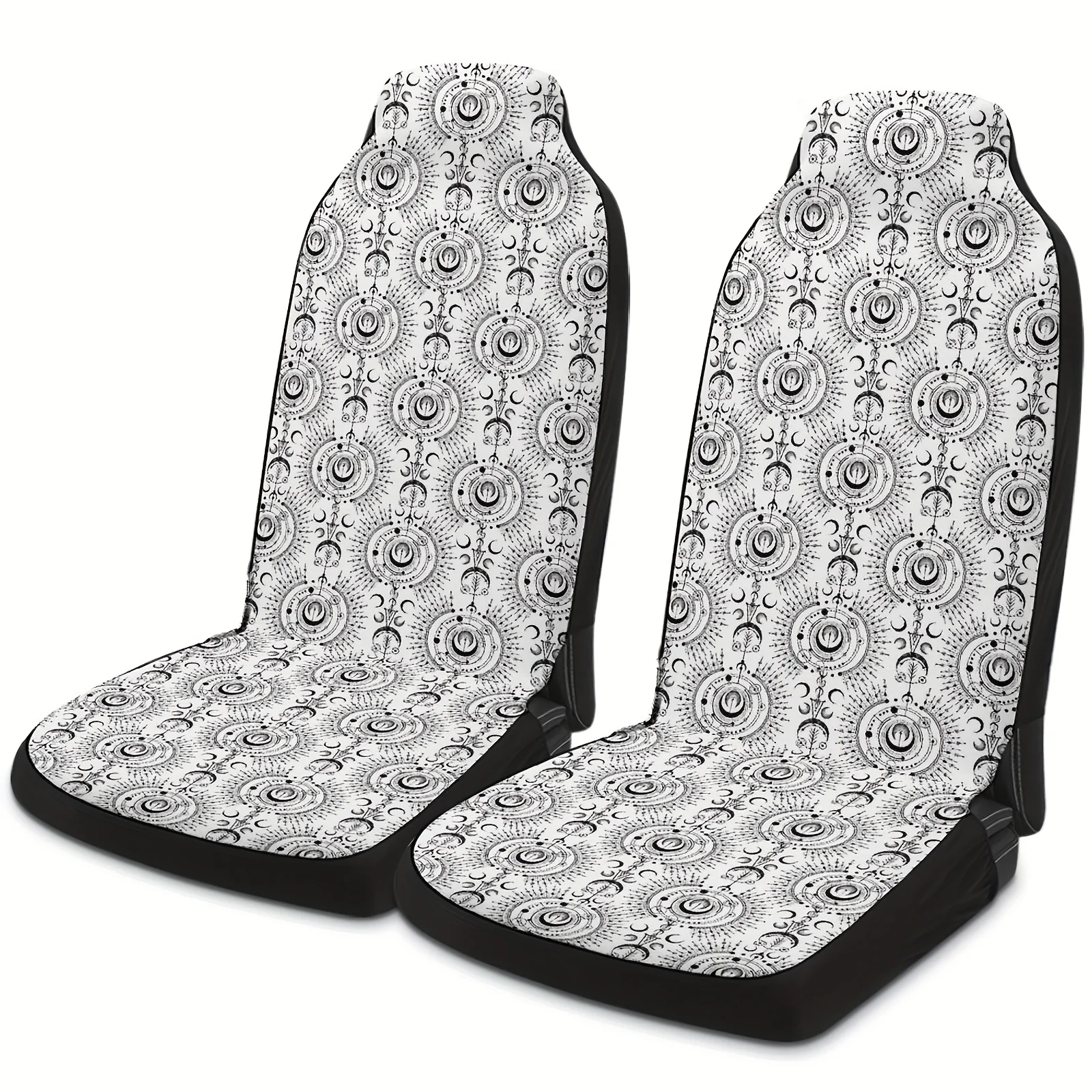 2pcs Moon Simple Repeat Pattern White And Black Print Universal Car Seat Covers For Most Vehicle Models
2pcs Moon Simple Repeat Pattern White And Black Print Universal Car Seat Covers For Most Vehicle Models