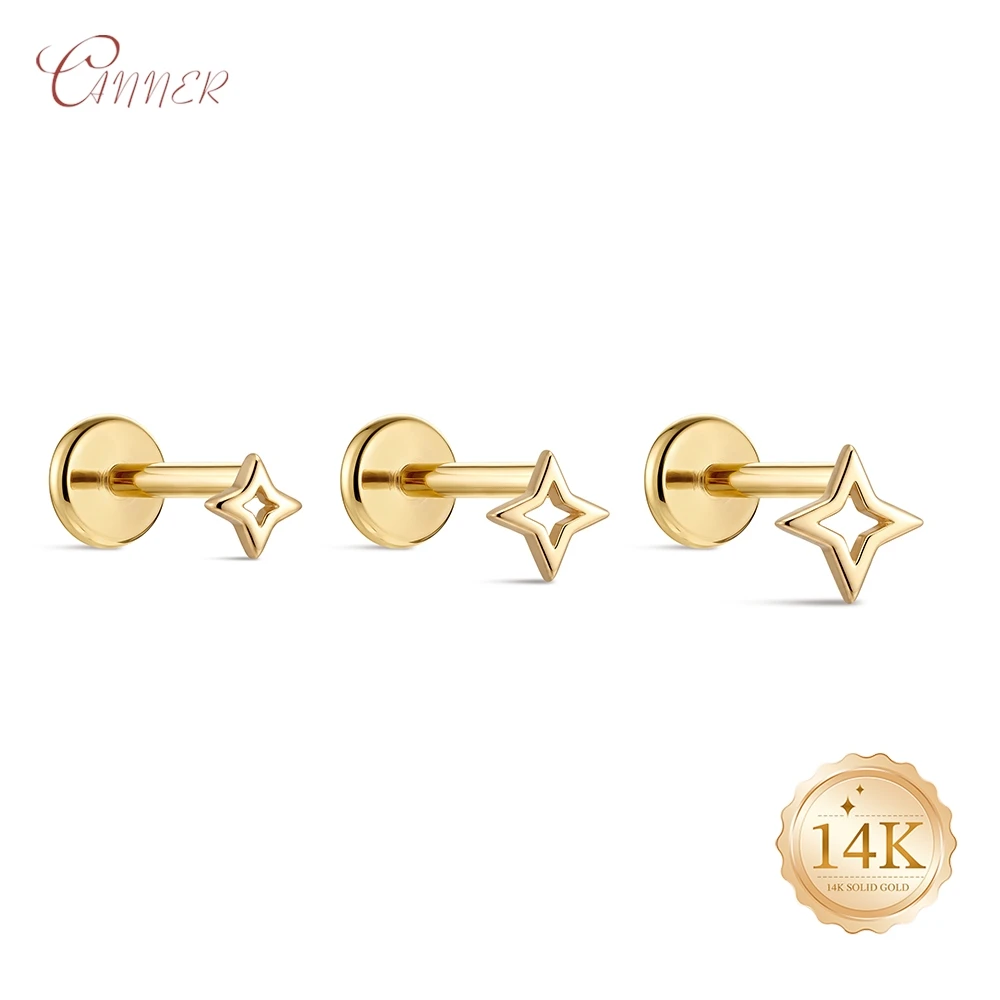 CANNER 14K Solid Gold Multi-size Mini Piercing Earrings For Women Classic Glossy Skeletonized Star INS Minimalist Exquisite Gift
CANNER 14K Solid Gold Multi-size Mini Piercing Earrings For Women Classic Glossy Skeletonized Star INS Minimalist Exquisite Gift