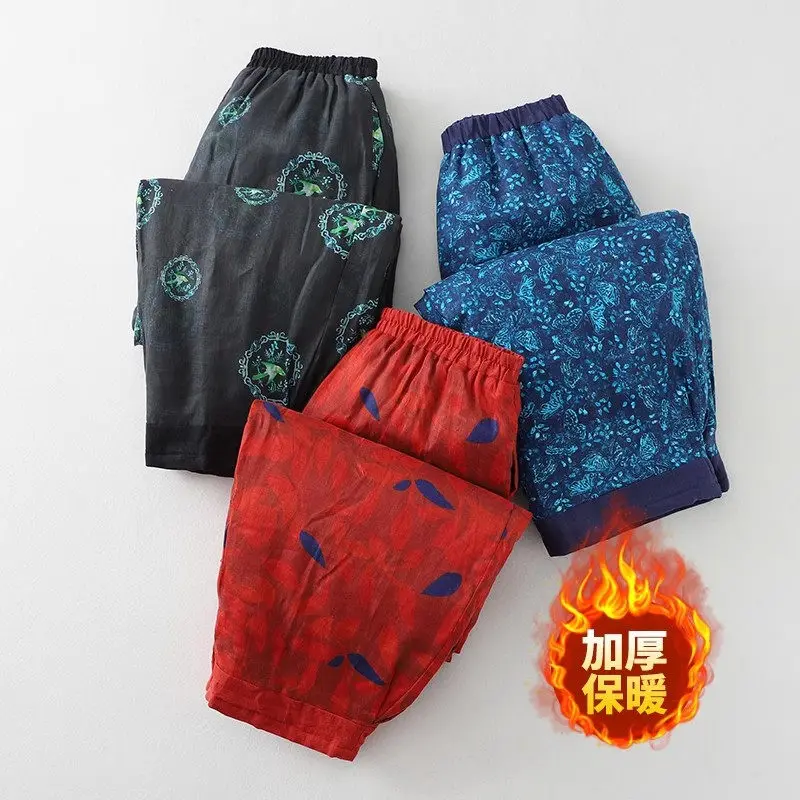 Ethnic Style Printed Cotton Linen Wide Leg Pants Women Floral Casual Loose Color Matching Autumn Winter Quilted Trousers z4076
Ethnic Style Printed Cotton Linen Wide Leg Pants Women Floral Casual Loose Color Matching Autumn Winter Quilted Trousers z4076