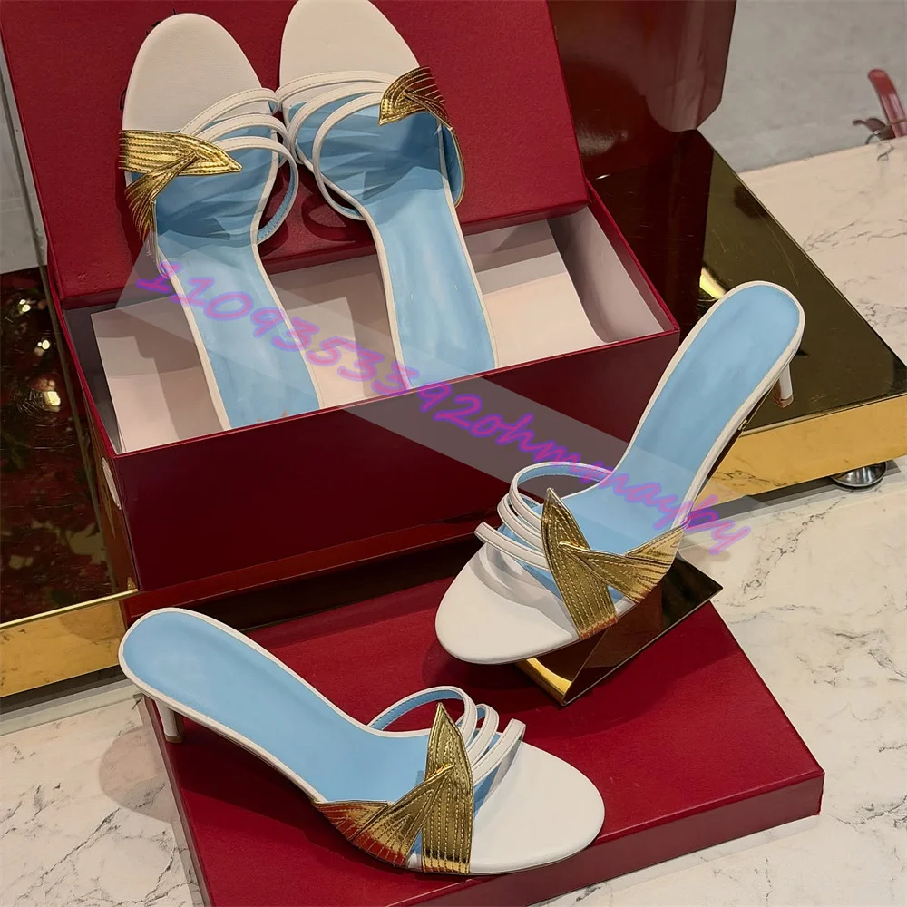 2026 New Summer Gold Leaf Genuine Leather Slippers Women'S Open Toe Stiletto Heel 8cm Mules Luxury Party Dress Sandals Slippers
2026 New Summer Gold Leaf Genuine Leather Slippers Women'S Open Toe Stiletto Heel 8cm Mules Luxury Party Dress Sandals Slippers