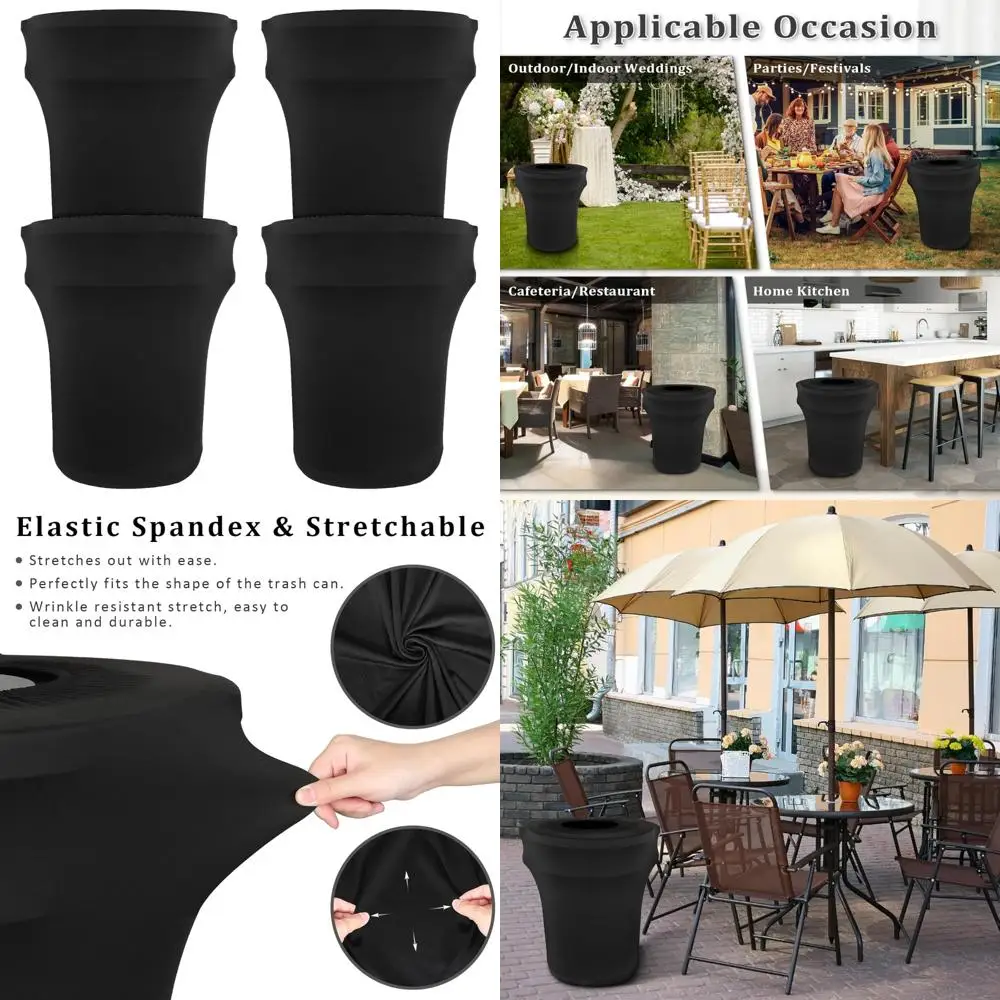 Round Outdoor Stretch Spandex Trash Can Covers, 4-Pack Fitted Waste Container Covers for Weddings and Events
Round Outdoor Stretch Spandex Trash Can Covers, 4-Pack Fitted Waste Container Covers for Weddings and Events
