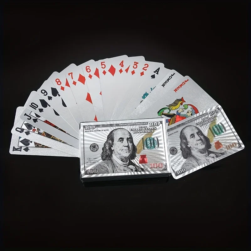 Роскошные водонепроницаемые прочные пластиковые игральные карты для покера из серебристой фольги
Роскошные водонепроницаемые прочные пластиковые игральные карты для покера из серебристой фольги