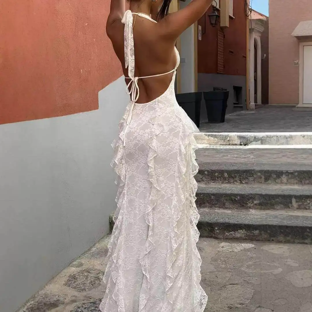 Deep V Neck Sexy Girl Style Elegant Dress Hanging Neck Gown Sexy Girl Style High Waist a Line Skirt No Sleeve Summer Dress
Deep V Neck Sexy Girl Style Elegant Dress Hanging Neck Gown Sexy Girl Style High Waist a Line Skirt No Sleeve Summer Dress