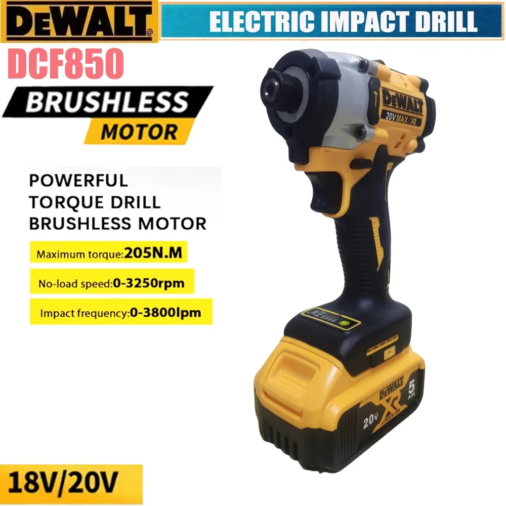 DEWALT DCF850 205N. M electric screwdriver, Impact frequency:0-3800lpm,Long endurance, Brushless cordless, powerful torque
DEWALT DCF850 205N. M electric screwdriver, Impact frequency:0-3800lpm,Long endurance, Brushless cordless, powerful torque