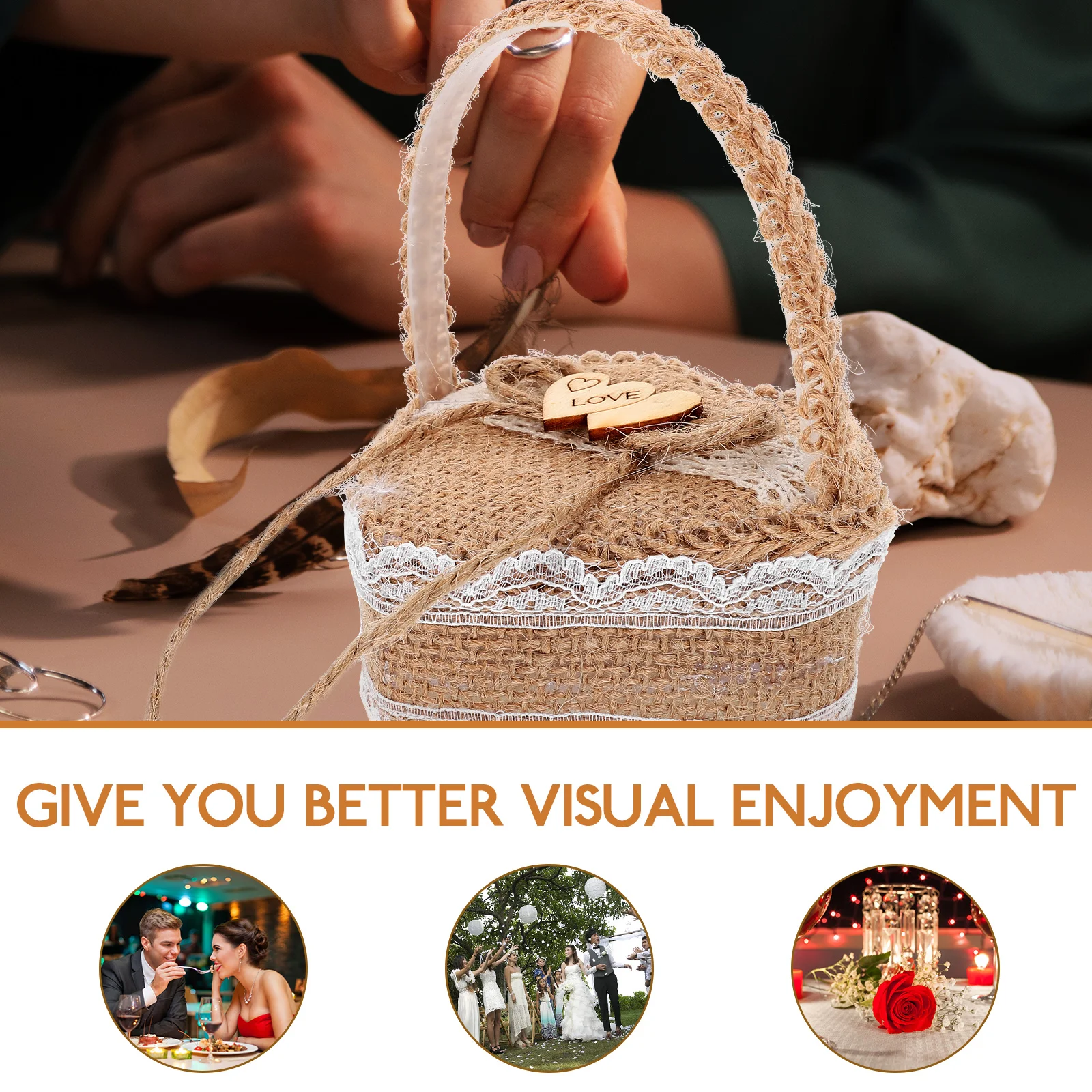 1 Piece Wedding Ring Holder Creative Rustic Basket for Rings Jewelry ganizer Safe Durable Cloth Material Display Solution
1 Piece Wedding Ring Holder Creative Rustic Basket for Rings Jewelry ganizer Safe Durable Cloth Material Display Solution
