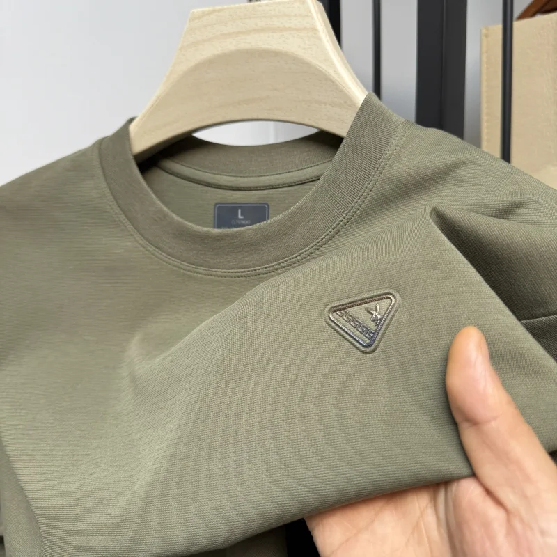 Summer Men's Silk Cotton Round Neck T-shirt Luxury Custom Relief Design Short Sleeve High Quality Ice Silk Elastic Short Sleeve
Summer Men's Silk Cotton Round Neck T-shirt Luxury Custom Relief Design Short Sleeve High Quality Ice Silk Elastic Short Sleeve