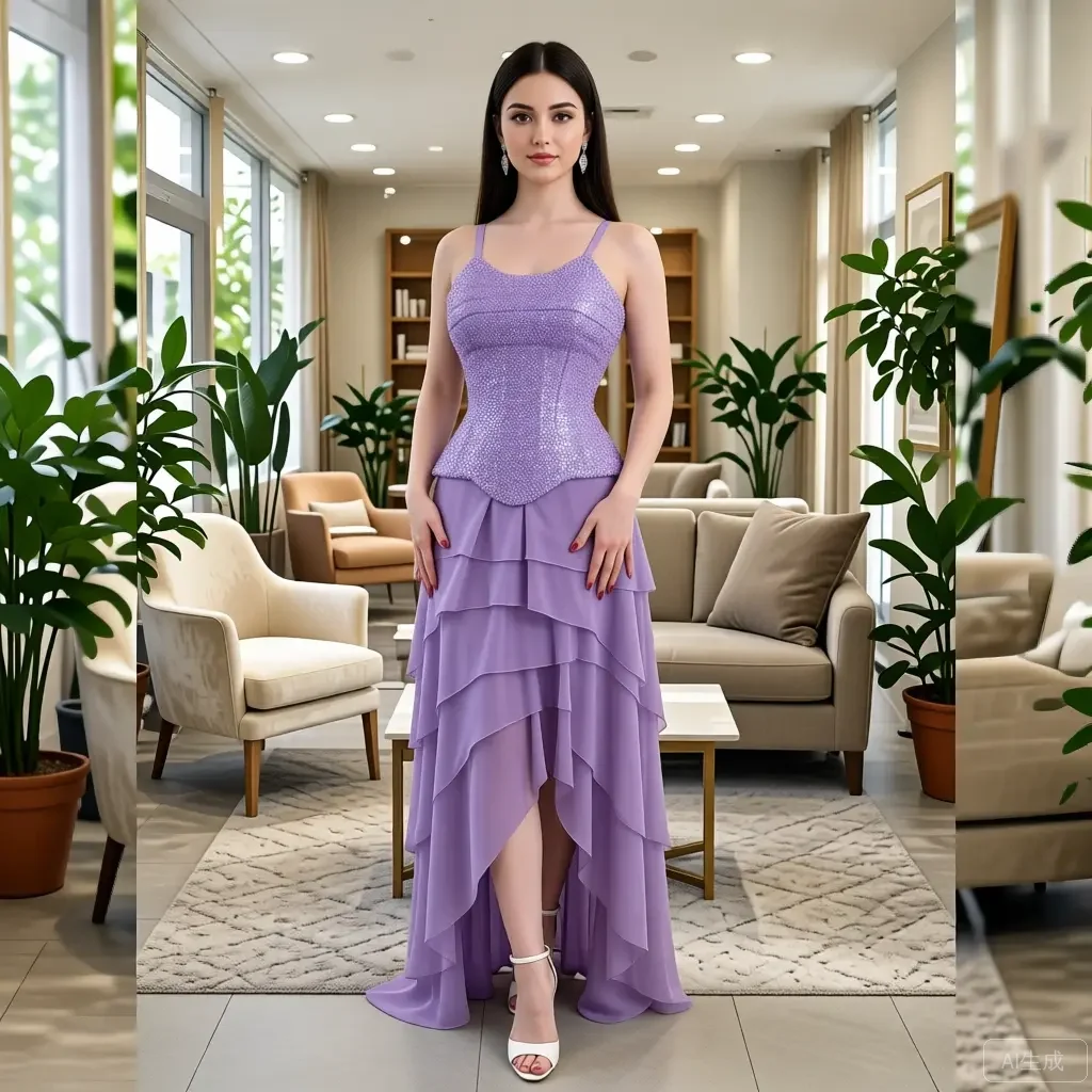 Women's Lavender Purple Sequin Top Layered Chiffon Maxi Skirt High Waist Tiered Ruffle Evening Gown Dress Formal Party Prom Wed
Women's Lavender Purple Sequin Top Layered Chiffon Maxi Skirt High Waist Tiered Ruffle Evening Gown Dress Formal Party Prom Wed