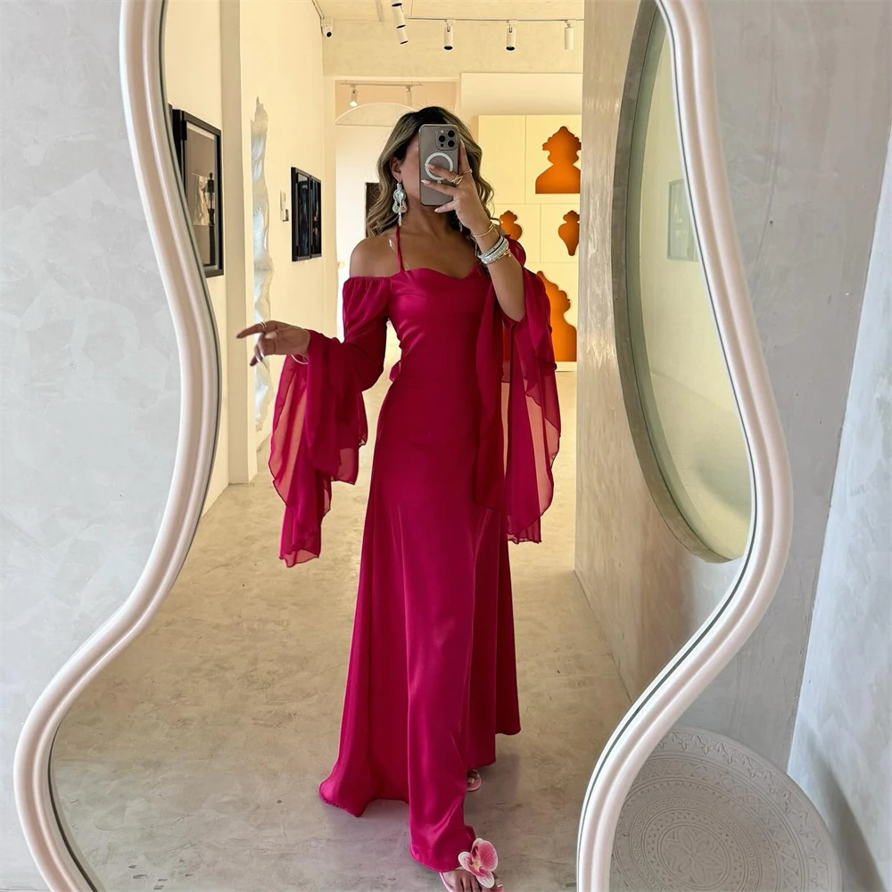 Tarot Rose Red Chiffon Sweetheart Prom Dresses A Line Off Shoulder Long Bell Sleeves Evening Gowns 2024 Simple robes de soirée
Tarot Rose Red Chiffon Sweetheart Prom Dresses A Line Off Shoulder Long Bell Sleeves Evening Gowns 2024 Simple robes de soirée