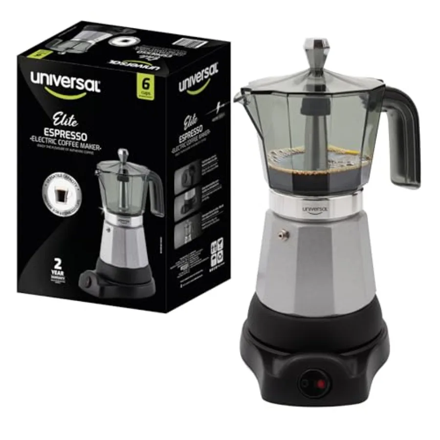 Electric Coffee Maker 6 Cups Cuban Moka Pot (480 Watts) Gift for Coffee Lovers Easy Brewing Prepare Espresso Recipes: Italian L
Electric Coffee Maker 6 Cups Cuban Moka Pot (480 Watts) Gift for Coffee Lovers Easy Brewing Prepare Espresso Recipes: Italian L