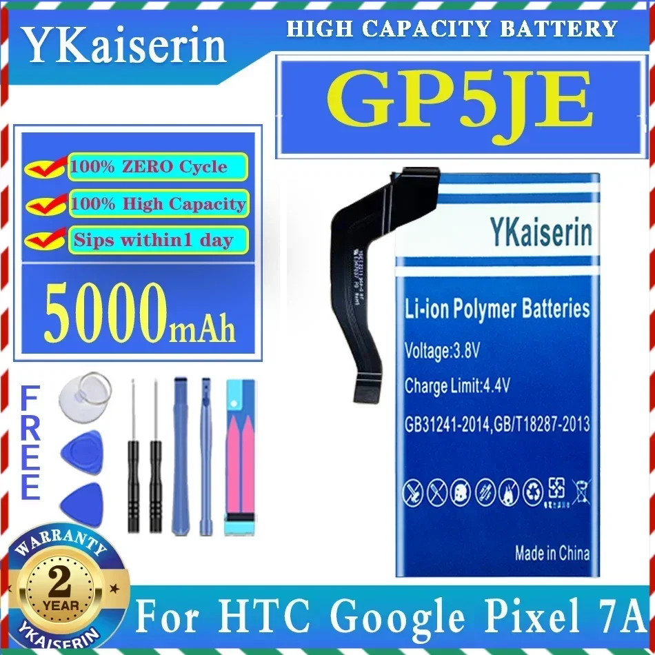 Сменный аккумулятор ykaisсеребрин 5000 мАч GP5JE для мобильного телефона HTC Google Pixel 7A
Сменный аккумулятор ykaisсеребрин 5000 мАч GP5JE для мобильного телефона HTC Google Pixel 7A