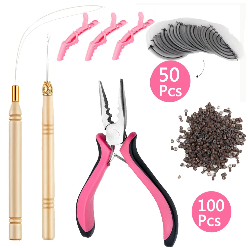 100 silicone micro rings and 50 insulation pads Hair Extensions Tools Kit: hair pliers, hook needles, and insulation pads
100 silicone micro rings and 50 insulation pads Hair Extensions Tools Kit: hair pliers, hook needles, and insulation pads