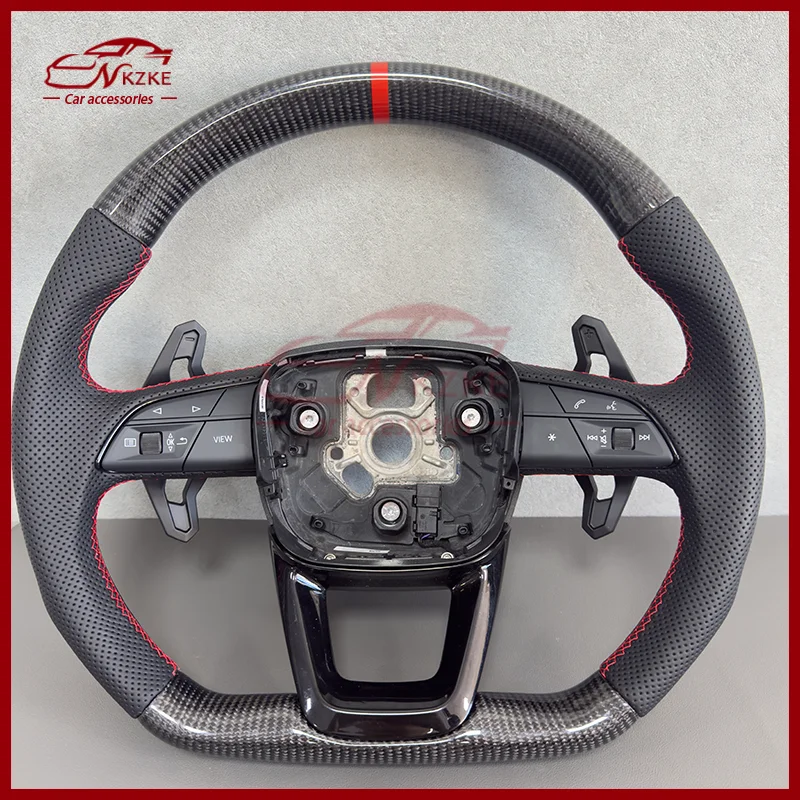 Suitable for Audi Q5L SQ5 Q5 Q7, equipped with shift paddles and buttons, carbon fiber steering wheel leather semi perforated
Suitable for Audi Q5L SQ5 Q5 Q7, equipped with shift paddles and buttons, carbon fiber steering wheel leather semi perforated