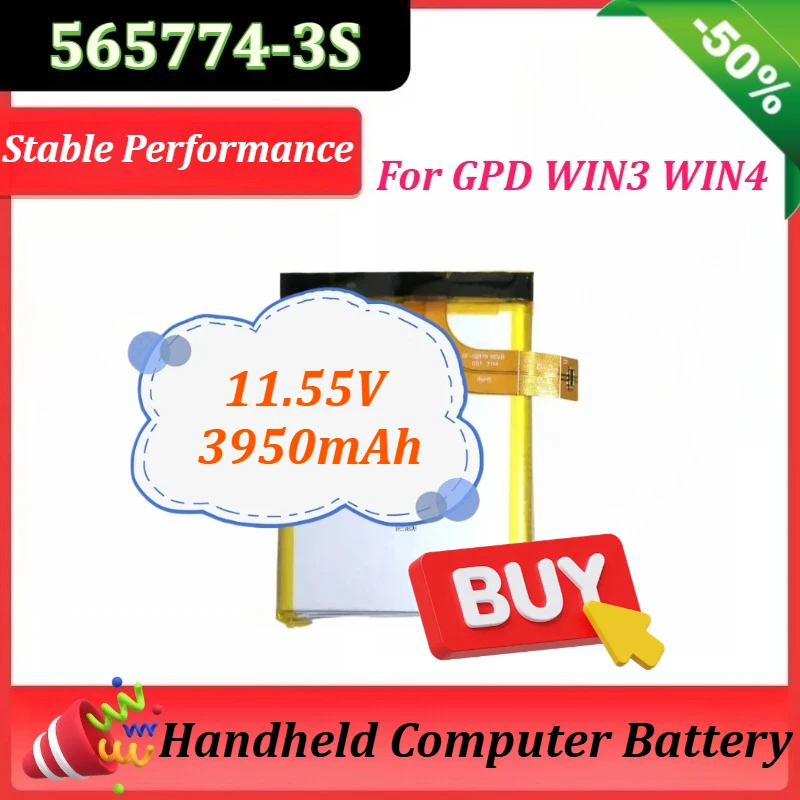 11.55V Battery 3950mAh 45.62Wh 565774-3S for GPD WIN3 Win 3 WIN4 Batteries Handheld Computer Battery
11.55V Battery 3950mAh 45.62Wh 565774-3S for GPD WIN3 Win 3 WIN4 Batteries Handheld Computer Battery
