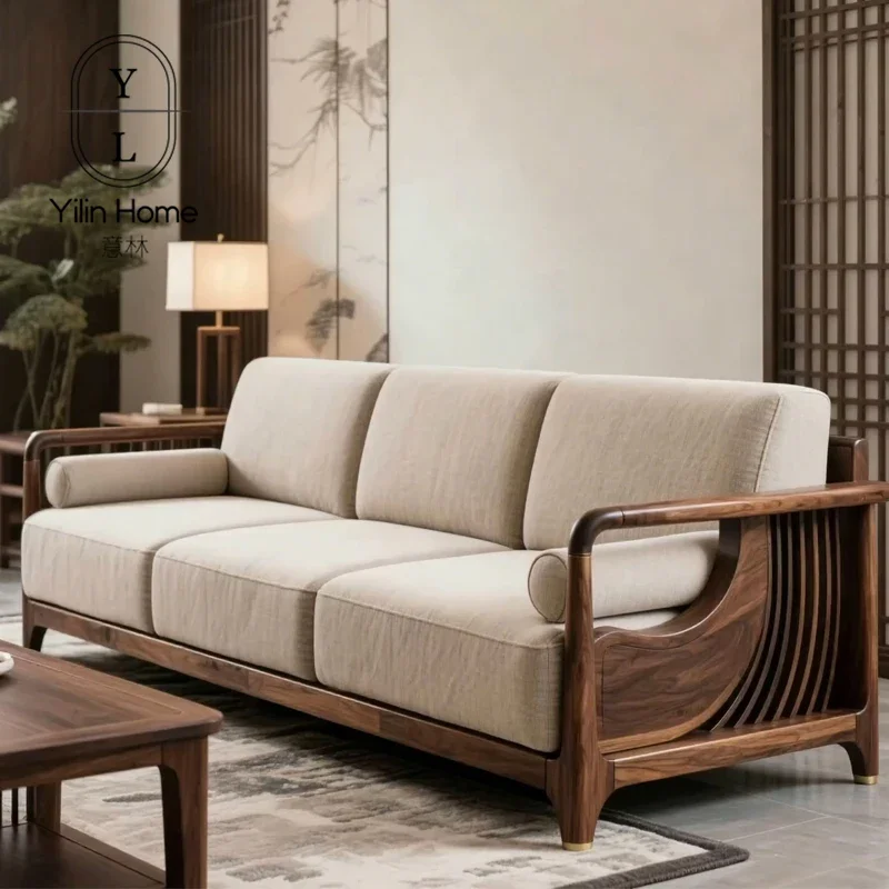 North American black walnut living room solid wood sofa, simple and small apartment type Song's aesthetic Zen sofa
North American black walnut living room solid wood sofa, simple and small apartment type Song's aesthetic Zen sofa