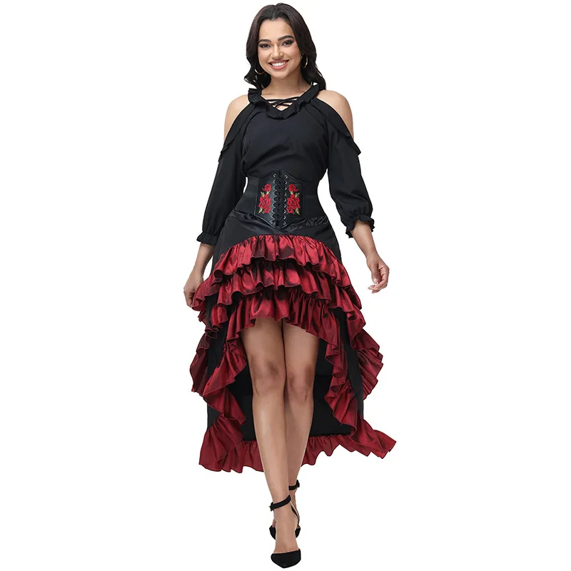 Halloween Costume Medieval Bar Maid Outfit with Lace Trim Skirt Ethnic Stage Costume Women's Fashion Summer 2026
Halloween Costume Medieval Bar Maid Outfit with Lace Trim Skirt Ethnic Stage Costume Women's Fashion Summer 2026