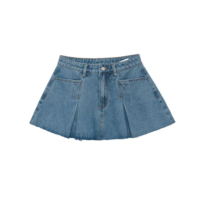 Withered Fashionable And Versatile Mid Waist Wide Pleated Denim Short Skirt For Women Skirt Woman Clothing Faldas Skirts
Withered Fashionable And Versatile Mid Waist Wide Pleated Denim Short Skirt For Women Skirt Woman Clothing Faldas Skirts