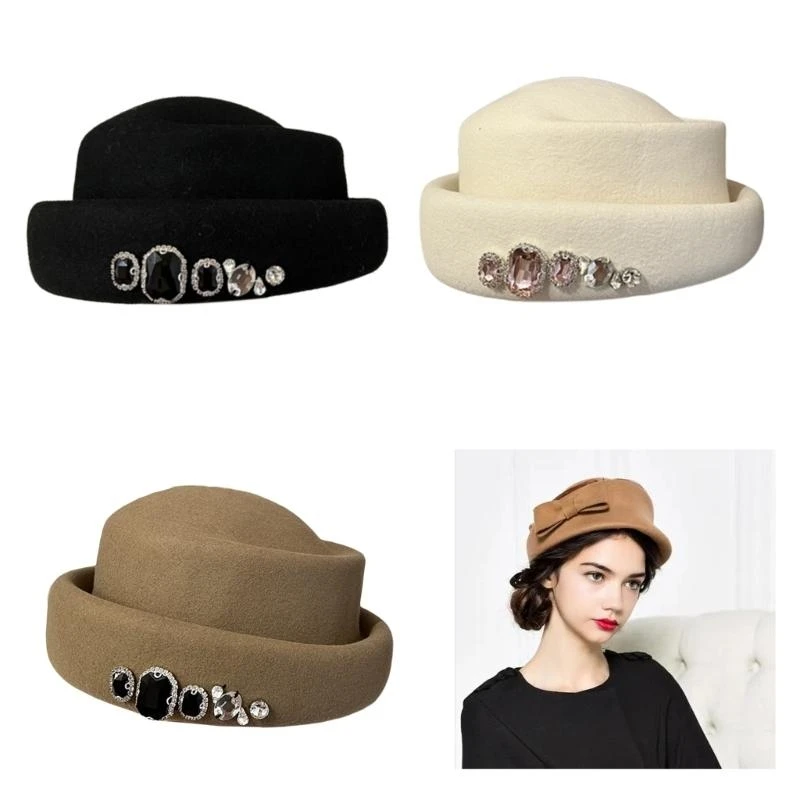 Rhinestones Wool Top Hat for Women Breathable Soft Dome Hat Cool JokerGirl Sweet Painter Hat Winter Autumn Warm Headwear
Rhinestones Wool Top Hat for Women Breathable Soft Dome Hat Cool JokerGirl Sweet Painter Hat Winter Autumn Warm Headwear