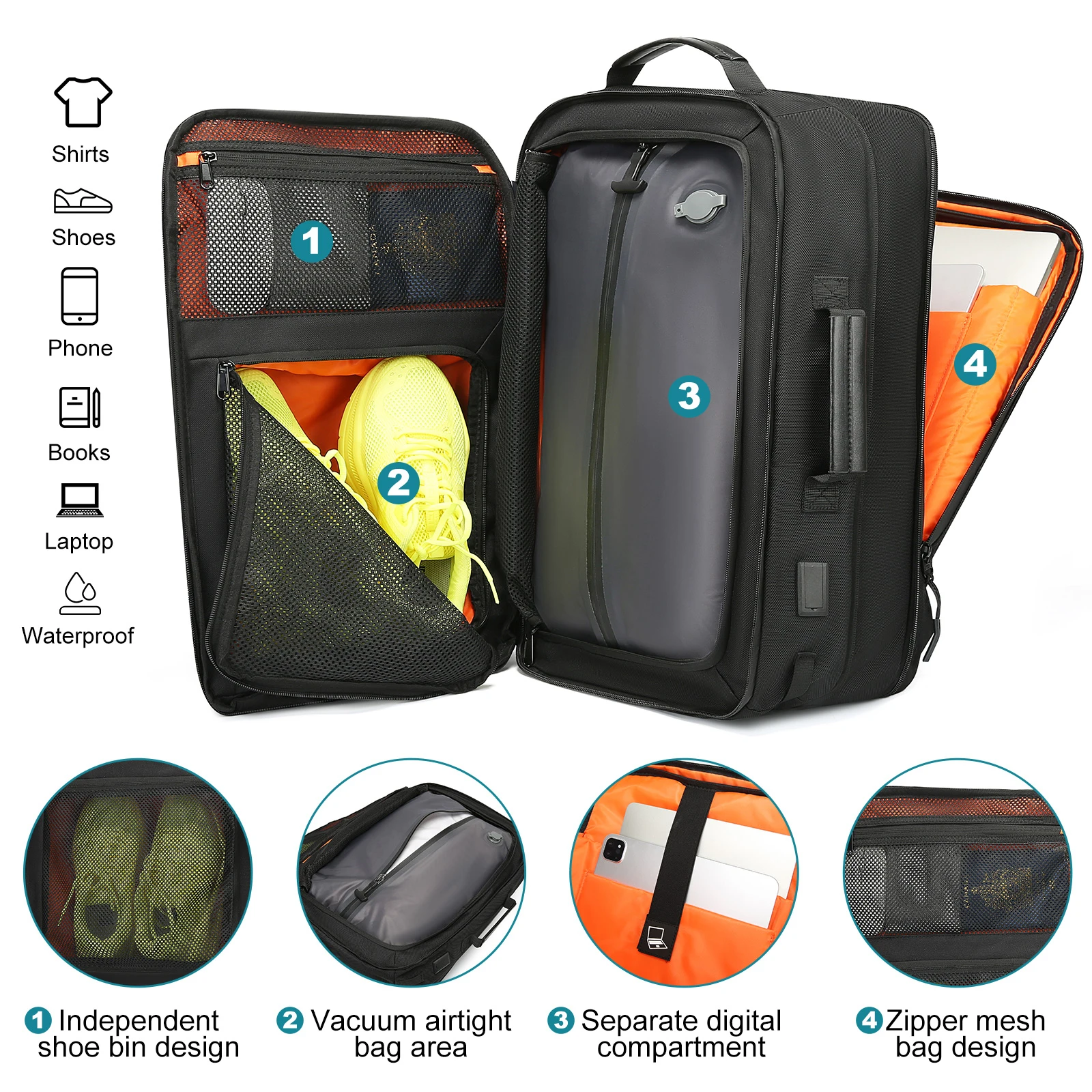 2026 Vacuum Compression Travel Backpack With Pump Large Capacity Waterproof Laptop Backpack With Shoe Compartment
2026 Vacuum Compression Travel Backpack With Pump Large Capacity Waterproof Laptop Backpack With Shoe Compartment