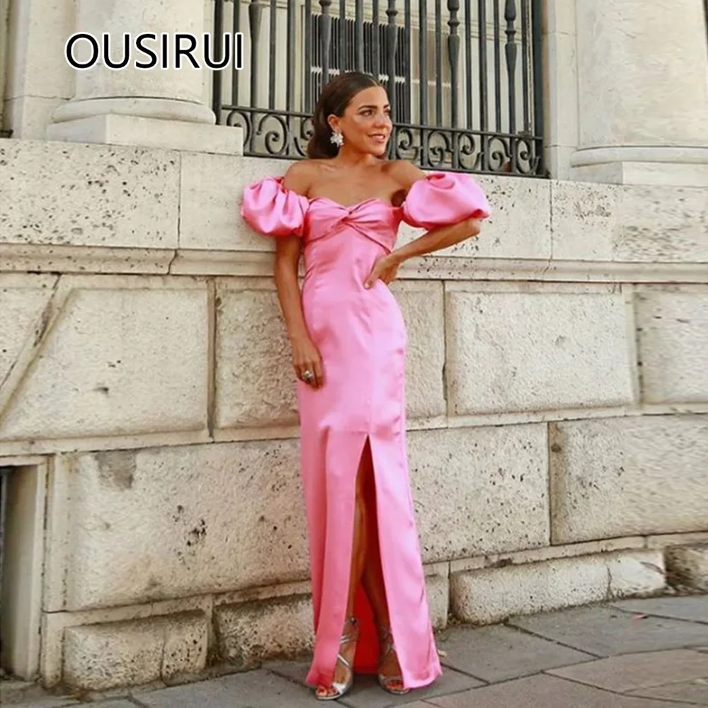 Simple Boat Collar Satin Pleated Sheath ide Split Formal Evening Dress Backless Court Evening Prom Gown with Bow Custom Made
Simple Boat Collar Satin Pleated Sheath ide Split Formal Evening Dress Backless Court Evening Prom Gown with Bow Custom Made