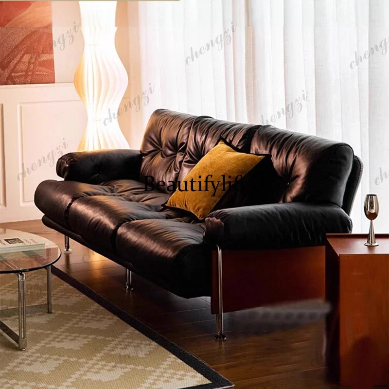 Hot sales French retro leather sofa Italian light luxury small apartment medium ancient black straight row leather art sofa
Hot sales French retro leather sofa Italian light luxury small apartment medium ancient black straight row leather art sofa