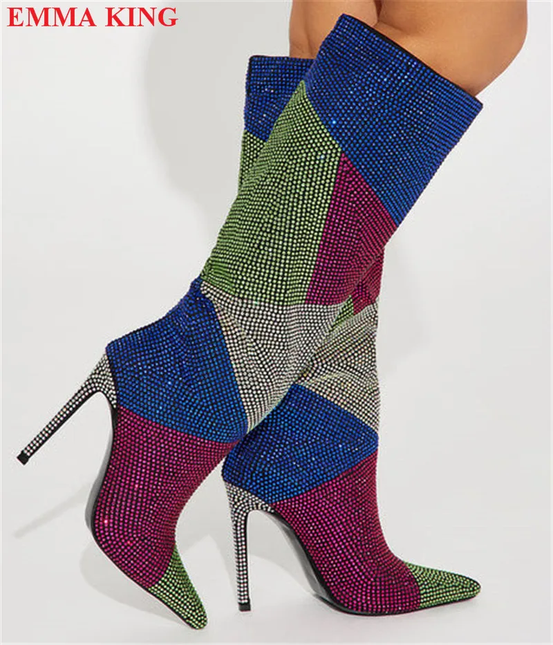 Luxury Rhinestone Embelished Patchwork Knee High Boots Sexy Ladies High Heels Party Shoes Autumn Winter Pointed Toe Boots Woman
Luxury Rhinestone Embelished Patchwork Knee High Boots Sexy Ladies High Heels Party Shoes Autumn Winter Pointed Toe Boots Woman
