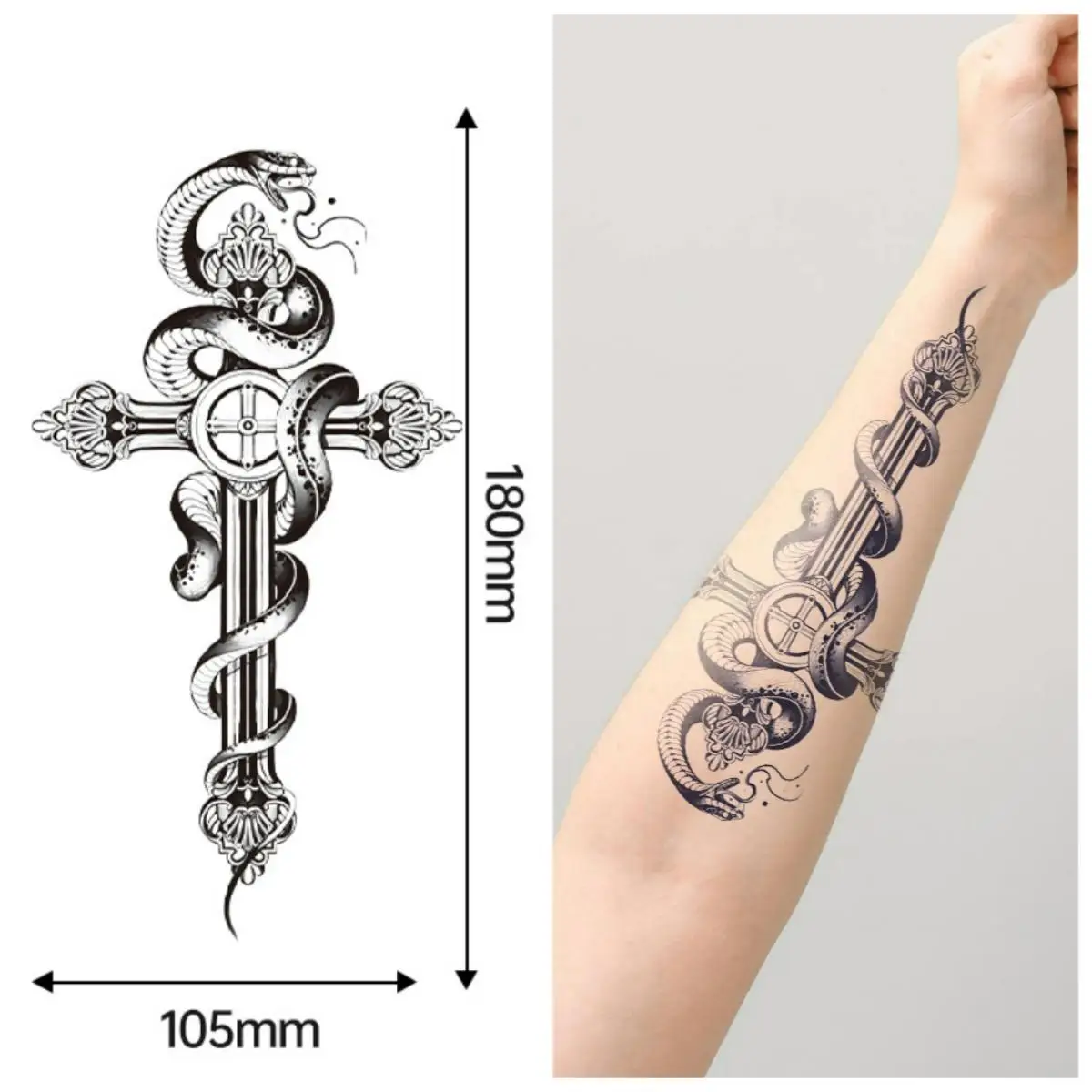Dark Cross-Snake Temporary Tattoo Stickers,Fake Tattoo Waterproof,Long-Lasting 15 Days,Arm Body Art,Semi-Permanent Magic tattoo 
Dark Cross-Snake Temporary Tattoo Stickers,Fake Tattoo Waterproof,Long-Lasting 15 Days,Arm Body Art,Semi-Permanent Magic tattoo
