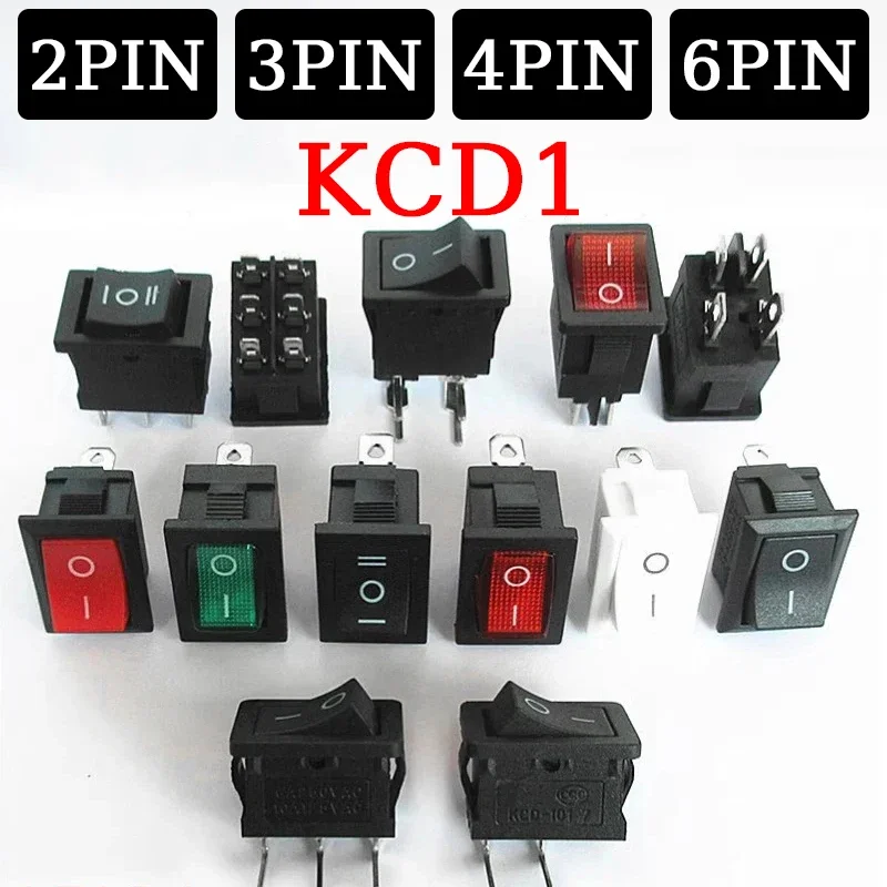 100pcs KCD1 4Pin 2Pin 3Pin 21*15mm ON-OFF Black Boat Car Rocker Switch 6A/250V 10A/125V AC With Red Green Light Switch
100pcs KCD1 4Pin 2Pin 3Pin 21*15mm ON-OFF Black Boat Car Rocker Switch 6A/250V 10A/125V AC With Red Green Light Switch