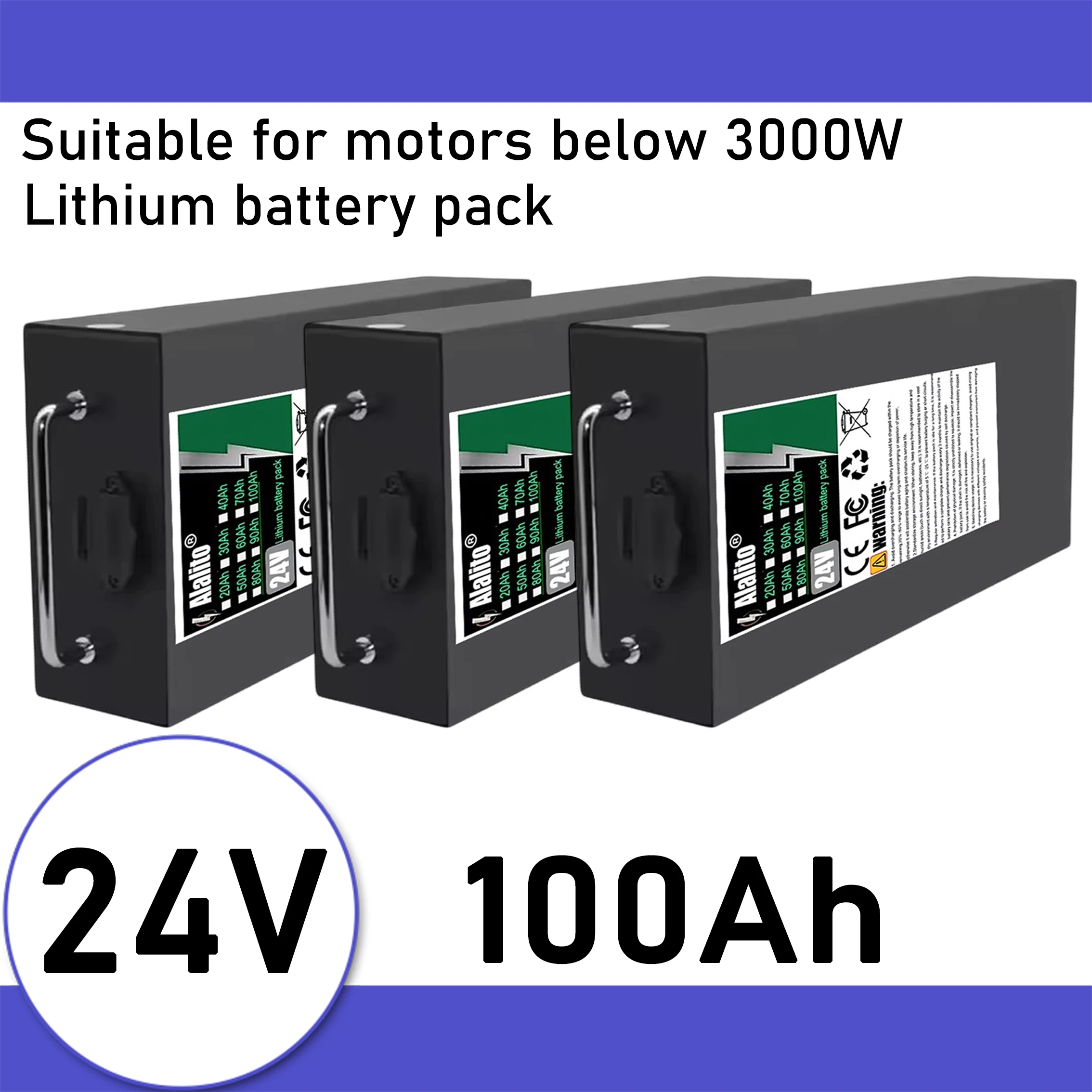 Air Express, 18650 lithium battery, suitable for 250-2000W, 24V 20Ah-100Ah lithium battery pack
Air Express, 18650 lithium battery, suitable for 250-2000W, 24V 20Ah-100Ah lithium battery pack