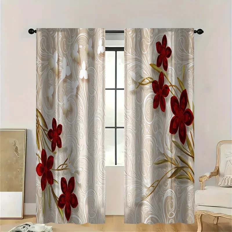 2 шт. скандинавские цветочные шторы-бежевый фон с красными цветами, светофильтрующие оконные шторы для уютного домашнего декора
2 шт. скандинавские цветочные шторы-бежевый фон с красными цветами, светофильтрующие оконные шторы для уютного домашнего декора