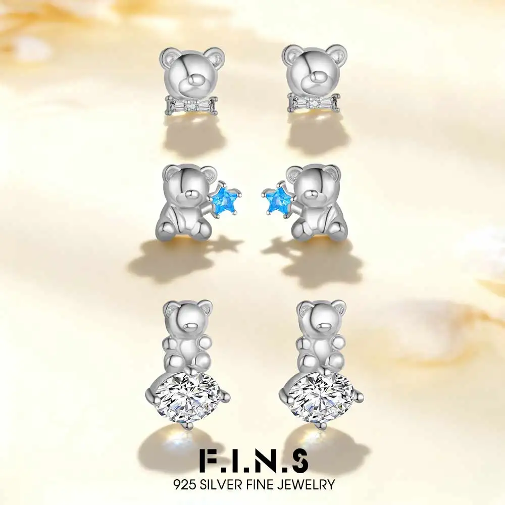 F.I.N.S Original S925 Sterling Silver Bear Stud Earrings Women Luxury Cute Mini Animal Piercing Ear Studs Fine Jewelry Accessory
F.I.N.S Original S925 Sterling Silver Bear Stud Earrings Women Luxury Cute Mini Animal Piercing Ear Studs Fine Jewelry Accessory