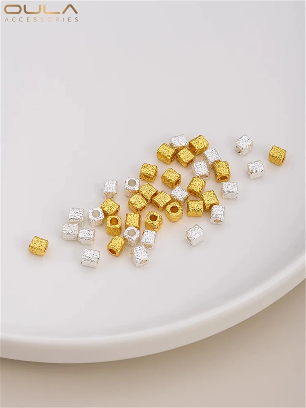 18K Gold Silver Hammer Patterned Meteorite Surface Small Square Bead Handmade Loose Bead DIY String Bracelet Necklace Accessorie
18K Gold Silver Hammer Patterned Meteorite Surface Small Square Bead Handmade Loose Bead DIY String Bracelet Necklace Accessorie