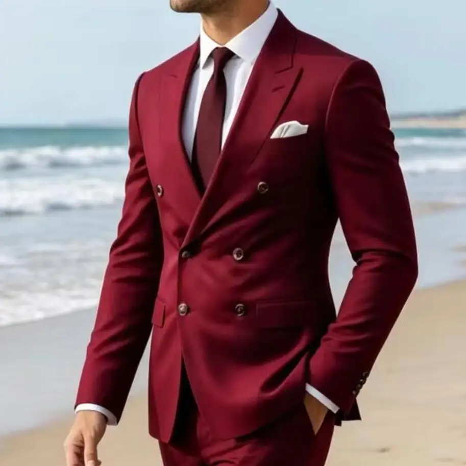 Latest Burgundy Wedding Men Suits Peaked Lapel Double Breasted Elegant Blazer High Quality Jacket Pants 2 Piece Set Formal Party
Latest Burgundy Wedding Men Suits Peaked Lapel Double Breasted Elegant Blazer High Quality Jacket Pants 2 Piece Set Formal Party