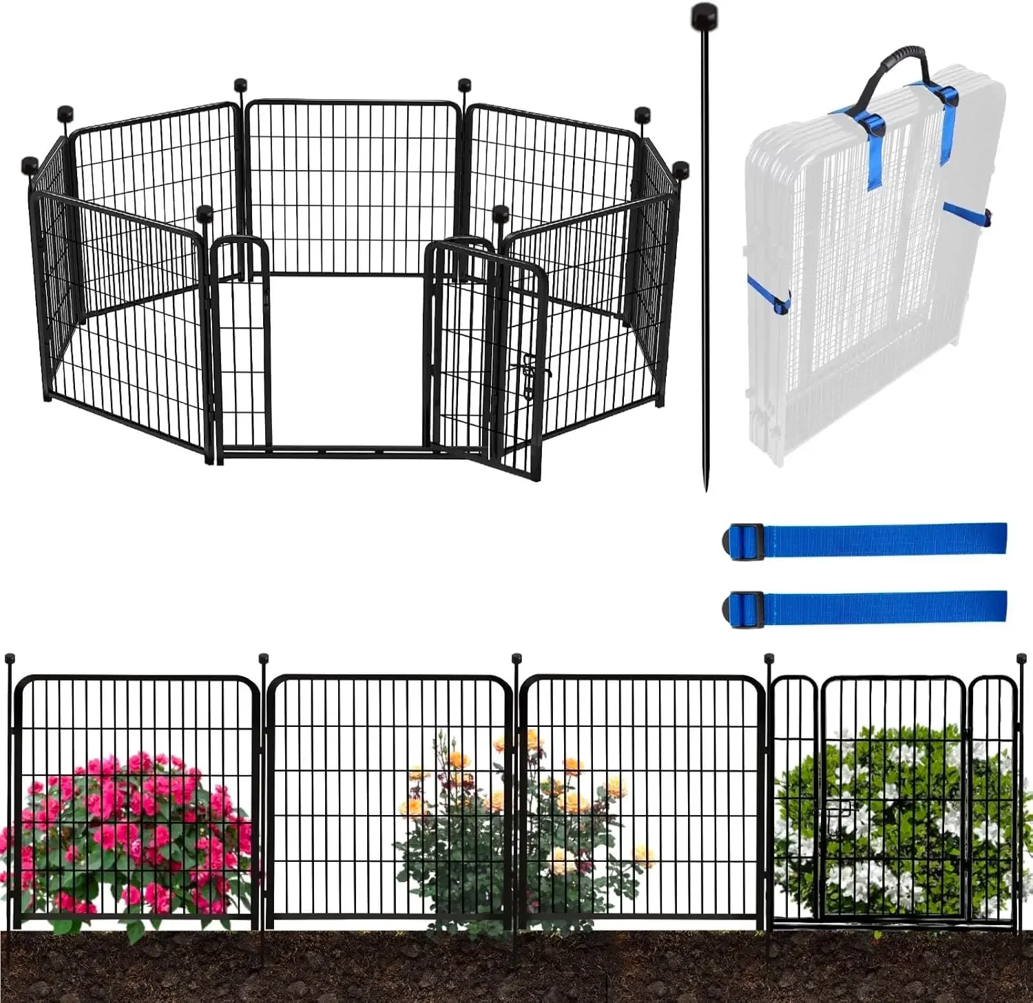 32 in(H) Garden Fence with Low Threshold Gate, 8 Panels Total 17.7 Ft(L) Tall Garden Fencing for Raised Beds
32 in(H) Garden Fence with Low Threshold Gate, 8 Panels Total 17.7 Ft(L) Tall Garden Fencing for Raised Beds