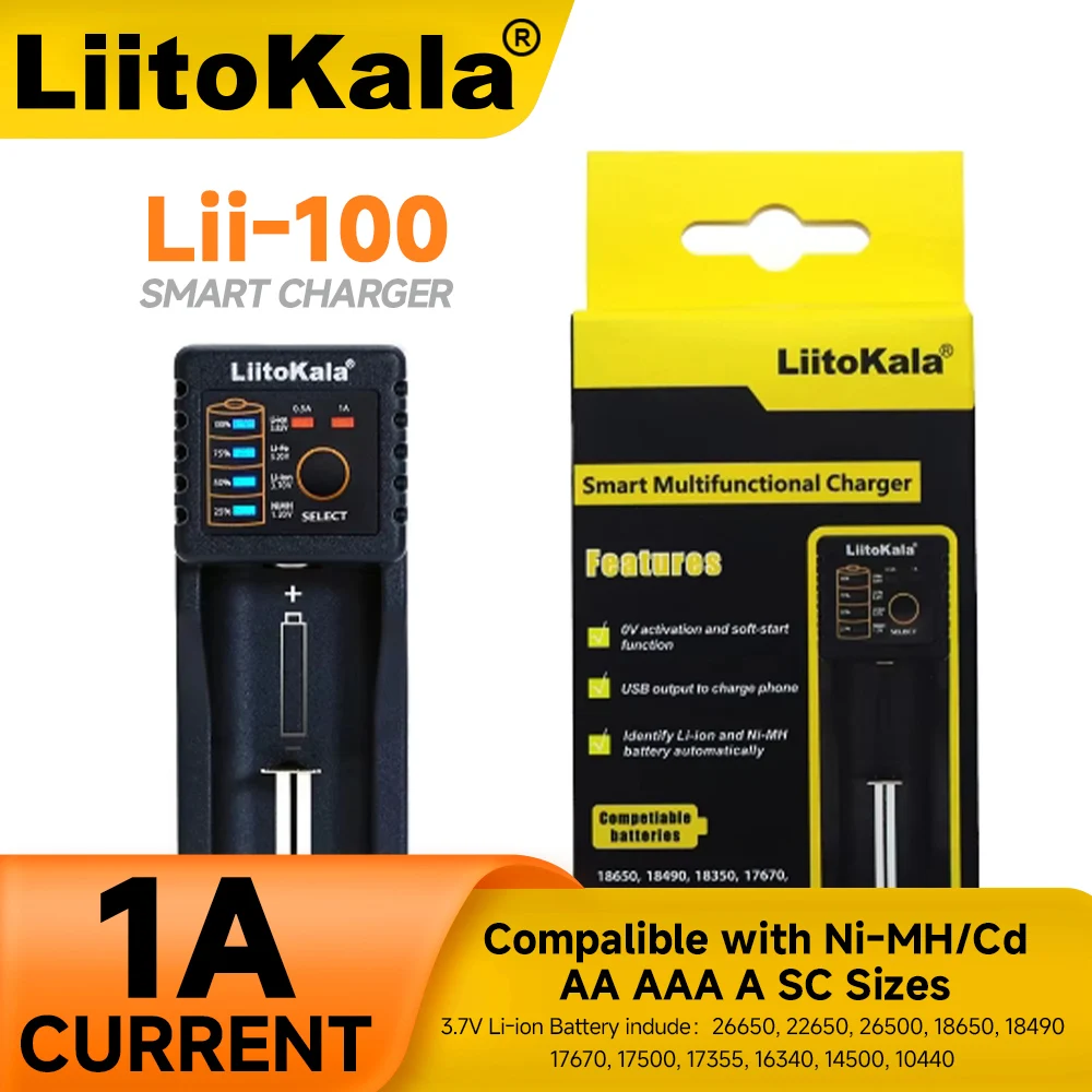 Liitokala-Carregador USB Battery Charger Lítio,Lii-100,1.2V,3.2V,3.85V,AA,AAA,18650,26650,10440,14500,16340,25500, NiMH
Liitokala-Carregador USB Battery Charger Lítio,Lii-100,1.2V,3.2V,3.85V,AA,AAA,18650,26650,10440,14500,16340,25500, NiMH
