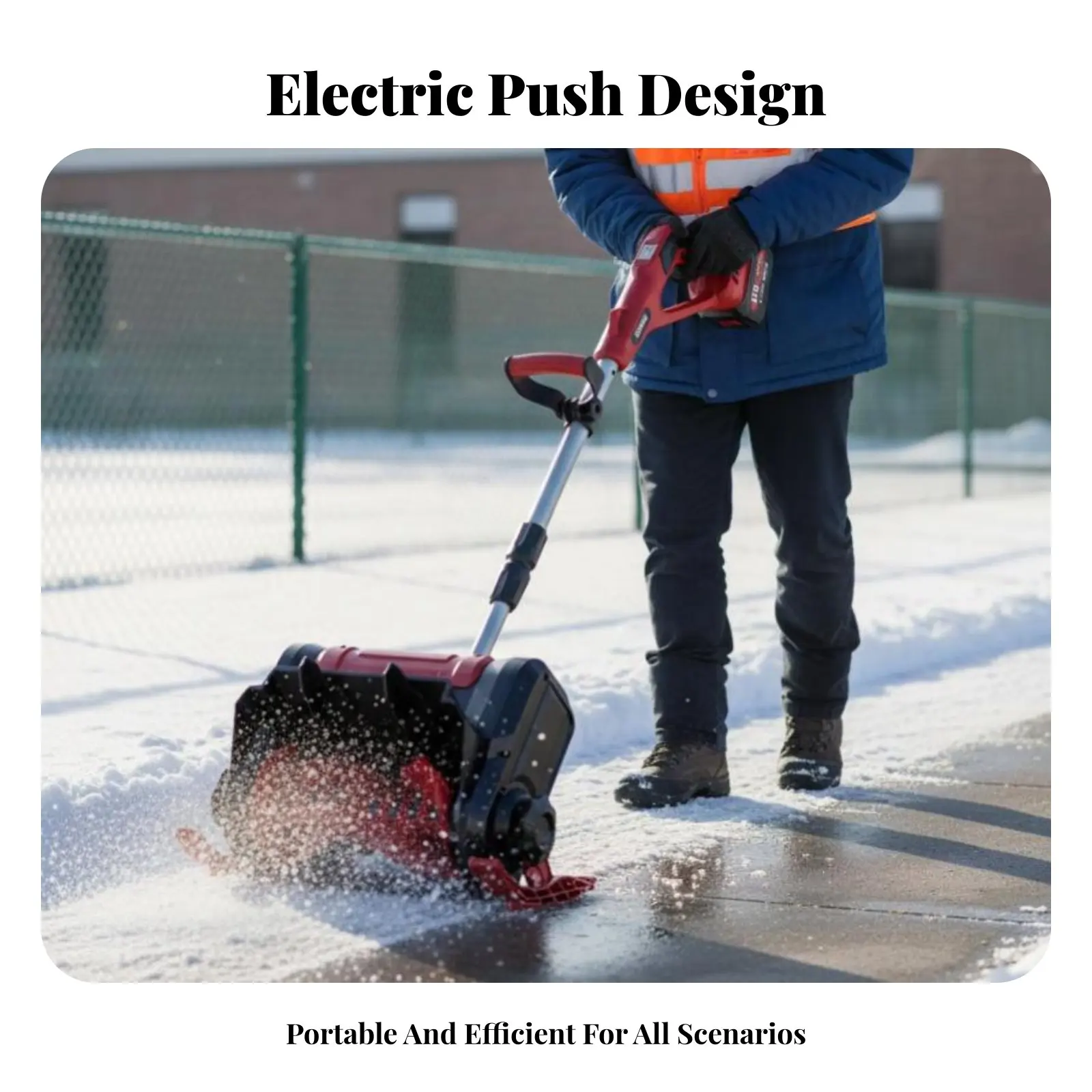 Electric Hand-Push Snow Sweeper, Cordless Snow Removal Machine, Compact Snow Clearing Tool for School, Path, Property, Home
Electric Hand-Push Snow Sweeper, Cordless Snow Removal Machine, Compact Snow Clearing Tool for School, Path, Property, Home