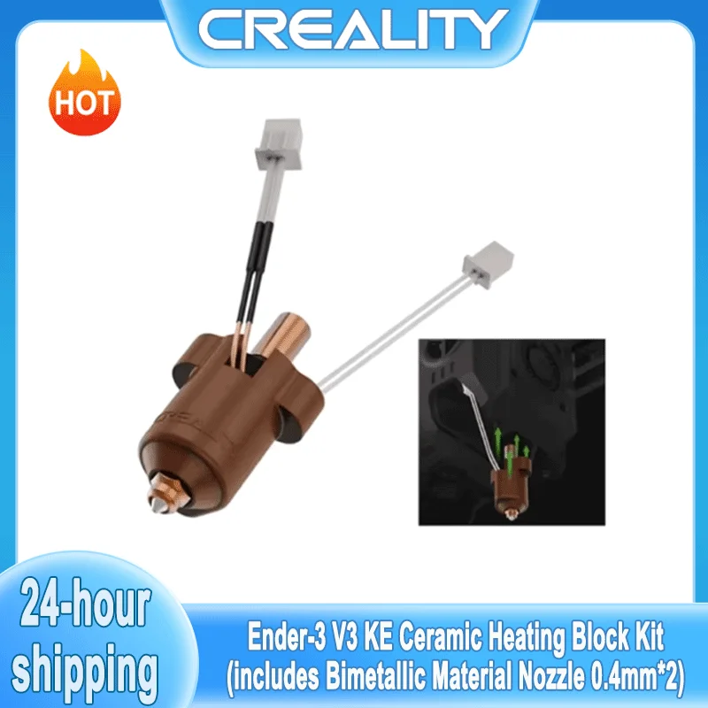 Creality New for Ender-3 V3 KE 3D Printer Version 60w Ceramic Heating Block Kit with 2pcs Bimetallic Material 0.4mm Nozzles
Creality New for Ender-3 V3 KE 3D Printer Version 60w Ceramic Heating Block Kit with 2pcs Bimetallic Material 0.4mm Nozzles