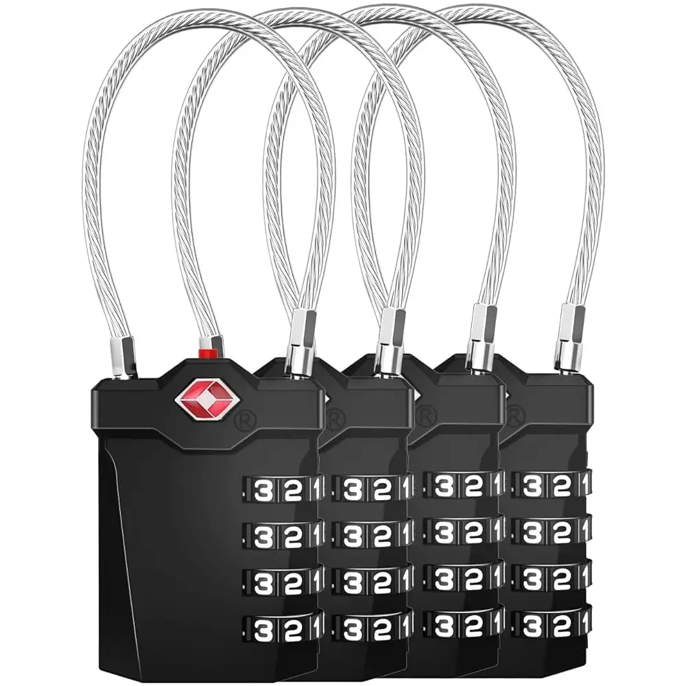 Travel Locks, TSA Approved Locks for Luggage, 4 Digit Cable Lock with Inspection Indicator for Luggage Suitcase, Backpack, B
Travel Locks, TSA Approved Locks for Luggage, 4 Digit Cable Lock with Inspection Indicator for Luggage Suitcase, Backpack, B