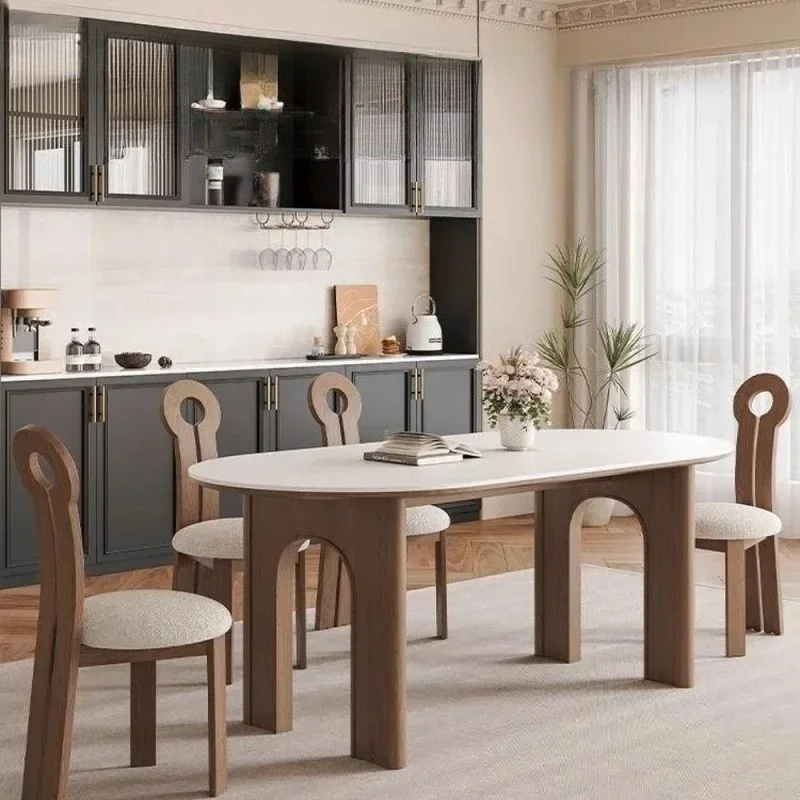 Slate dining table French retro solid wood dining and chair combination household oval rectangular
Slate dining table French retro solid wood dining and chair combination household oval rectangular