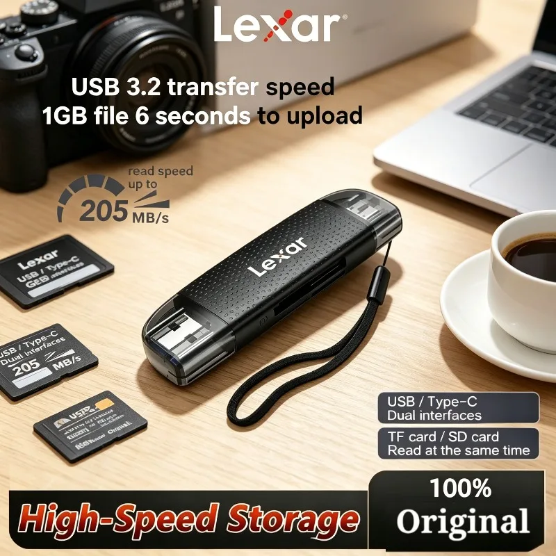 Lexar Micro Dual-Slot USB-A USB-C Reader for Computer and Phone Up to 205Mb/s USB 3.2 SD Card Reader SD Card Reader
Lexar Micro Dual-Slot USB-A USB-C Reader for Computer and Phone Up to 205Mb/s USB 3.2 SD Card Reader SD Card Reader