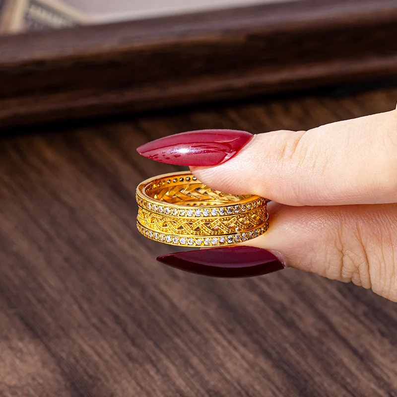 Luxury 24K 9999 Pure Gold real gold Women's Diamond Hollow Ring Silk Wind and Rain Ring
Luxury 24K 9999 Pure Gold real gold Women's Diamond Hollow Ring Silk Wind and Rain Ring