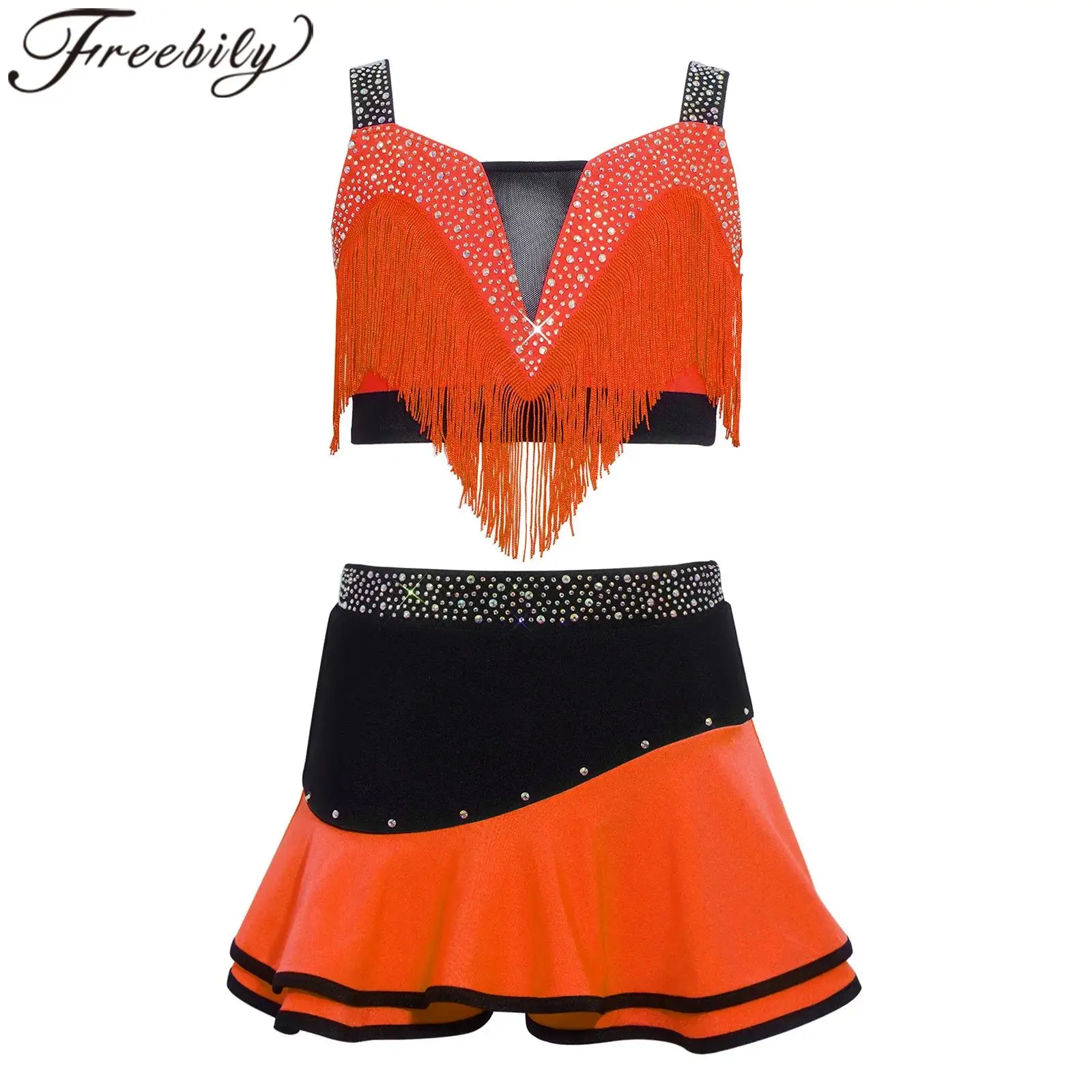 Kids Color Block Latin Dance Outfit Girls Tassels Crop Top Skirt Suits Tango Rumba Ballroom Dancewear Salsa Cha Cha Costume
Kids Color Block Latin Dance Outfit Girls Tassels Crop Top Skirt Suits Tango Rumba Ballroom Dancewear Salsa Cha Cha Costume