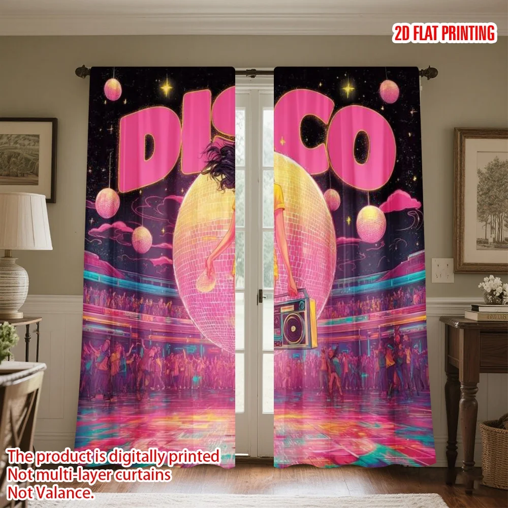 2D flat printing 2pcs Curtain Window Drapes Retro Disco Night Digital Printed Polyester Drapes Seasonal Party & Holiday Decor
2D flat printing 2pcs Curtain Window Drapes Retro Disco Night Digital Printed Polyester Drapes Seasonal Party & Holiday Decor
