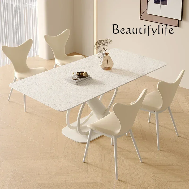 D Cream Style Modern Simple Home Rectangular White Dining Table Beautiful high-end furniture
D Cream Style Modern Simple Home Rectangular White Dining Table Beautiful high-end furniture